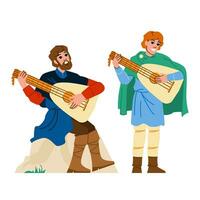 medieval trubadour playing lute vector