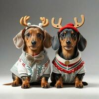 dachshunds as reindeer in santa's sleigh graphic for christmas photo