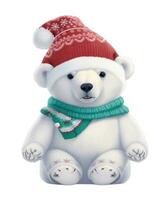 pequeño osito de peluche oso en un calentar sombrero gráfico para invierno o Navidad foto