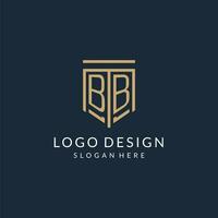 Initial BB shield logo monoline style, modern and luxury monogram logo design vector