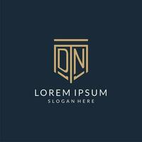 Initial DN shield logo monoline style, modern and luxury monogram logo design vector