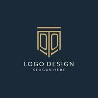 Initial DO shield logo monoline style, modern and luxury monogram logo design vector