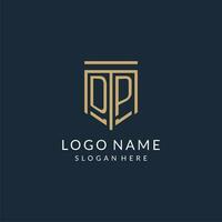 Initial DP shield logo monoline style, modern and luxury monogram logo design vector