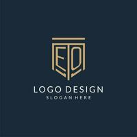 Initial EO shield logo monoline style, modern and luxury monogram logo design vector