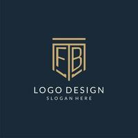 Initial FB shield logo monoline style, modern and luxury monogram logo design vector