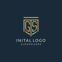 Initial GS shield logo monoline style, modern and luxury monogram logo design vector