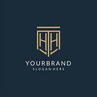 Initial HH shield logo monoline style, modern and luxury monogram logo design vector