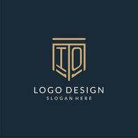 Initial IO shield logo monoline style, modern and luxury monogram logo design vector