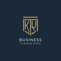 Initial KY shield logo monoline style, modern and luxury monogram logo design vector