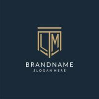 Initial LM shield logo monoline style, modern and luxury monogram logo design vector