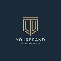 Initial LU shield logo monoline style, modern and luxury monogram logo design vector