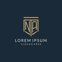 Initial NA shield logo monoline style, modern and luxury monogram logo design vector