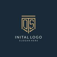 Initial OS shield logo monoline style, modern and luxury monogram logo design vector