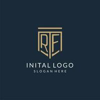 Initial RF shield logo monoline style, modern and luxury monogram logo design vector