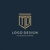 Initial TO shield logo monoline style, modern and luxury monogram logo design vector