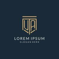 Initial UA shield logo monoline style, modern and luxury monogram logo design vector