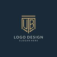 Initial UB shield logo monoline style, modern and luxury monogram logo design vector