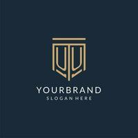 Initial UU shield logo monoline style, modern and luxury monogram logo design vector