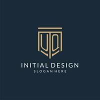 Initial UQ shield logo monoline style, modern and luxury monogram logo design vector
