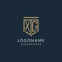 Initial XG shield logo monoline style, modern and luxury monogram logo design vector