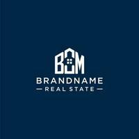 Initial letter BM monogram logo with abstract house shape, simple and modern real estate logo design vector