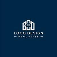 Initial letter BO monogram logo with abstract house shape, simple and modern real estate logo design vector