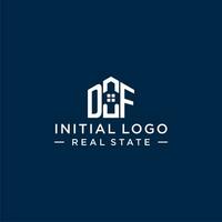 Initial letter DF monogram logo with abstract house shape, simple and modern real estate logo design vector