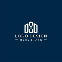 Initial letter DO monogram logo with abstract house shape, simple and modern real estate logo design vector