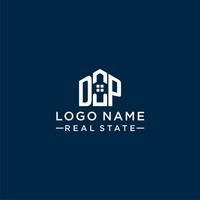 Initial letter DP monogram logo with abstract house shape, simple and modern real estate logo design vector