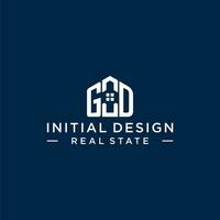 Initial letter GD monogram logo with abstract house shape, simple and modern real estate logo design vector