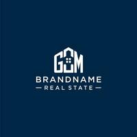 Initial letter GM monogram logo with abstract house shape, simple and modern real estate logo design vector