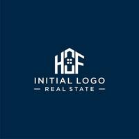 Initial letter HF monogram logo with abstract house shape, simple and modern real estate logo design vector