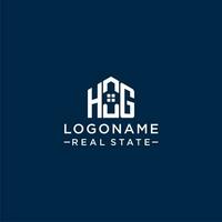 Initial letter HG monogram logo with abstract house shape, simple and modern real estate logo design vector