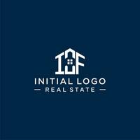 Initial letter IF monogram logo with abstract house shape, simple and modern real estate logo design vector