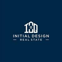 Initial letter IQ monogram logo with abstract house shape, simple and modern real estate logo design vector