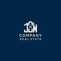 Initial letter JW monogram logo with abstract house shape, simple and modern real estate logo design vector