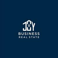 Initial letter JY monogram logo with abstract house shape, simple and modern real estate logo design vector