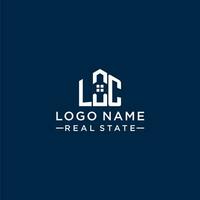 Initial letter LC monogram logo with abstract house shape, simple and modern real estate logo design vector