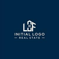 Initial letter LF monogram logo with abstract house shape, simple and modern real estate logo design vector