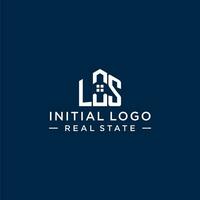 Initial letter LS monogram logo with abstract house shape, simple and modern real estate logo design vector