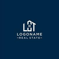 Initial letter LT monogram logo with abstract house shape, simple and modern real estate logo design vector