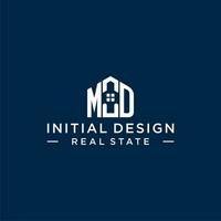 Initial letter MD monogram logo with abstract house shape, simple and modern real estate logo design vector