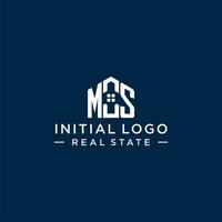 Initial letter MS monogram logo with abstract house shape, simple and modern real estate logo design vector