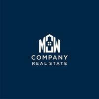 Initial letter MW monogram logo with abstract house shape, simple and modern real estate logo design vector