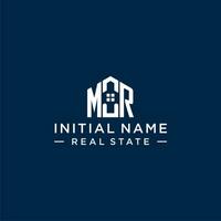 Initial letter MR monogram logo with abstract house shape, simple and modern real estate logo design vector