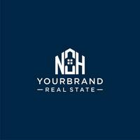 Initial letter NH monogram logo with abstract house shape, simple and modern real estate logo design vector