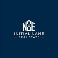 Initial letter NE monogram logo with abstract house shape, simple and modern real estate logo design vector