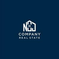 Initial letter NJ monogram logo with abstract house shape, simple and modern real estate logo design vector