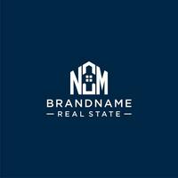 Initial letter NM monogram logo with abstract house shape, simple and modern real estate logo design vector