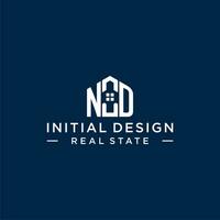 Initial letter ND monogram logo with abstract house shape, simple and modern real estate logo design vector